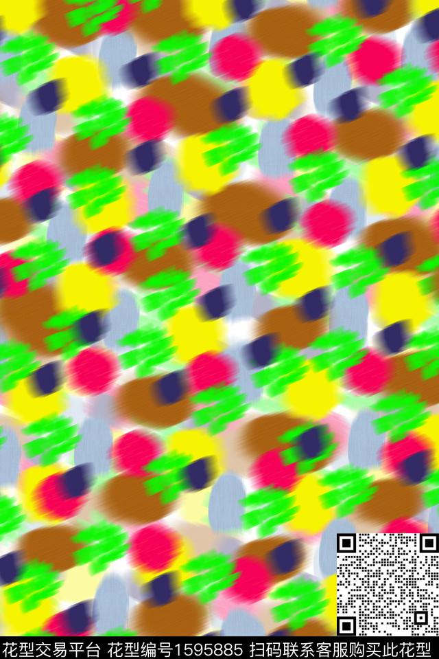 肌理涂鸦炫彩数码印花花型下载（图片编号: 1595885） - 瓦栏（Walan）