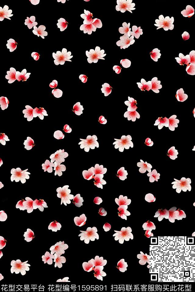 花卉小碎花深底碎花数码印花花型下载（图片编号: 1595891） - 瓦栏（Walan）