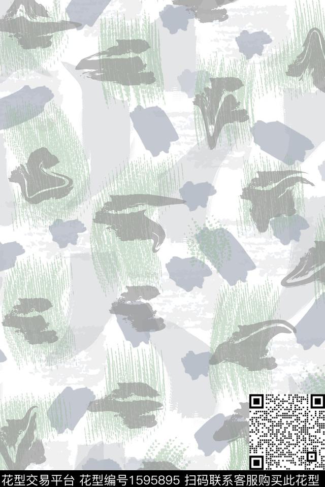 纹理笔触抽象数码印花花型下载（图片编号: 1595895） - 瓦栏（Walan）