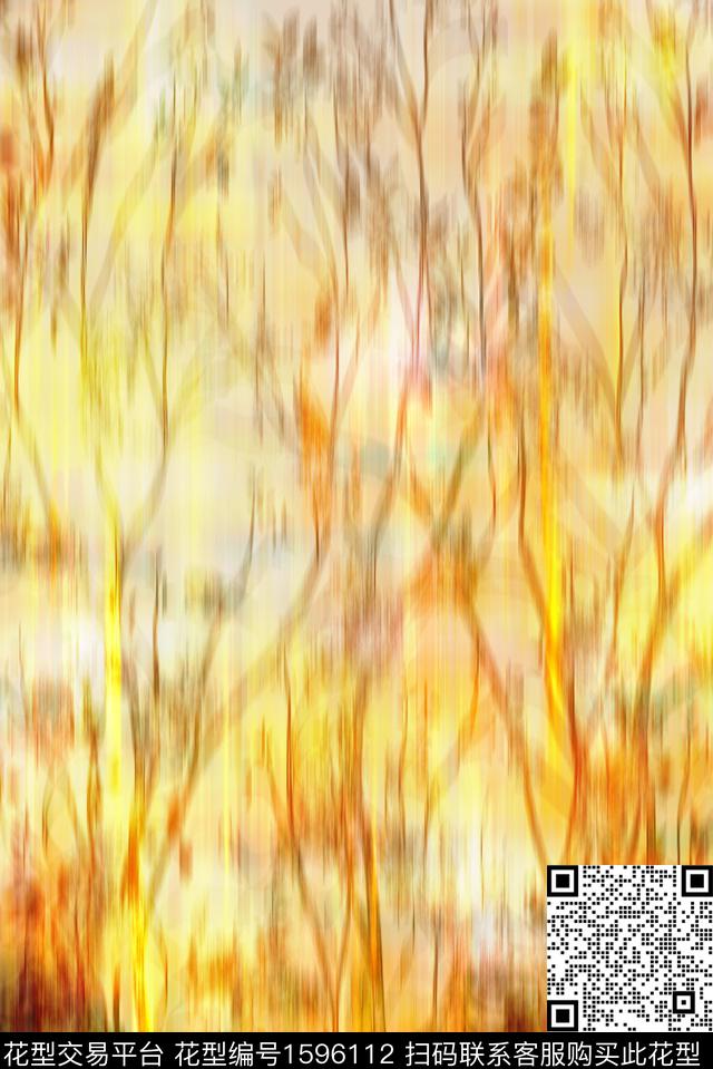 定位抽象树枝数码印花花型下载（图片编号: 1596112） - 瓦栏（Walan）