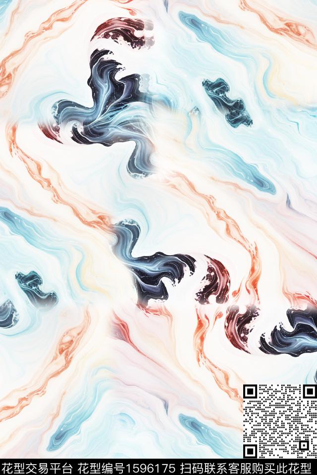 抽象水彩数码印花花型下载（图片编号: 1596175） - 瓦栏（Walan）