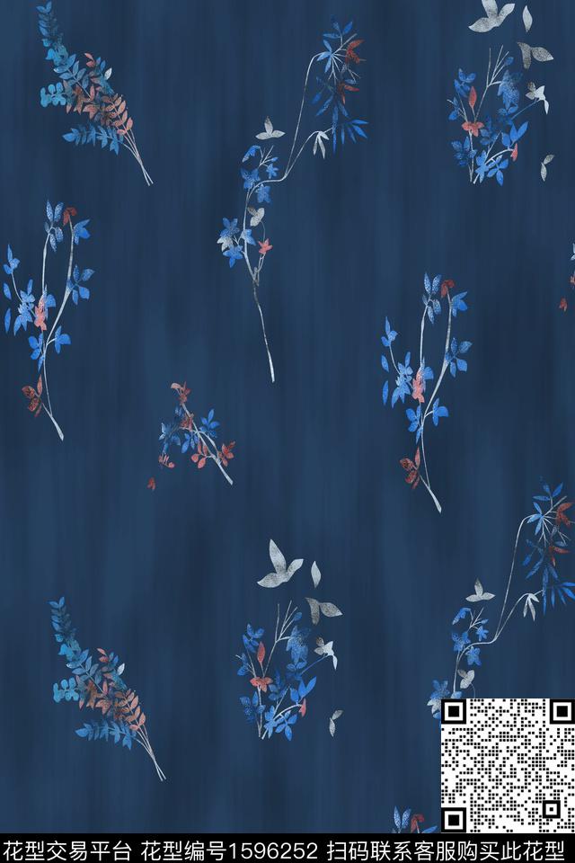 植物花卉模糊底纹数码印花花型下载（图片编号: 1596252） - 瓦栏（Walan）