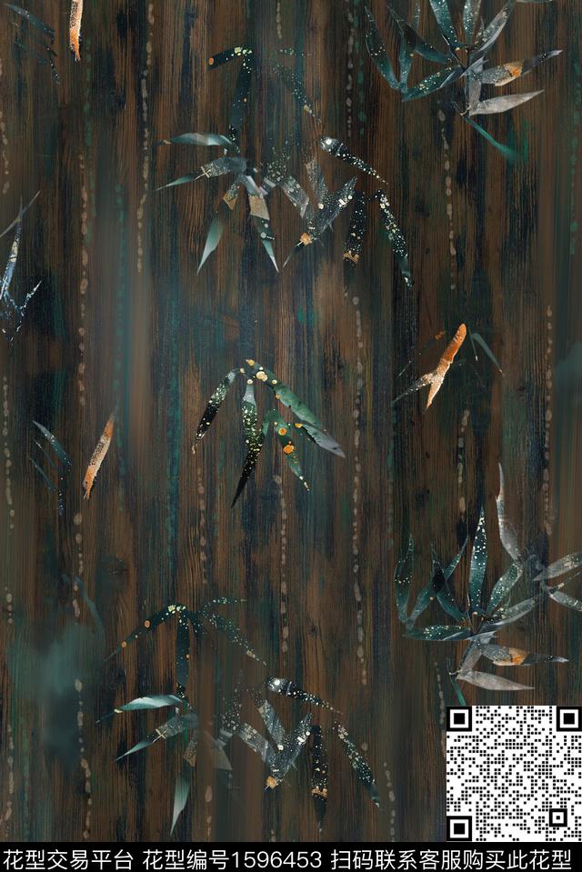 竹子深色肌理背景中国风数码印花花型下载（图片编号: 1596453） - 瓦栏（Walan）