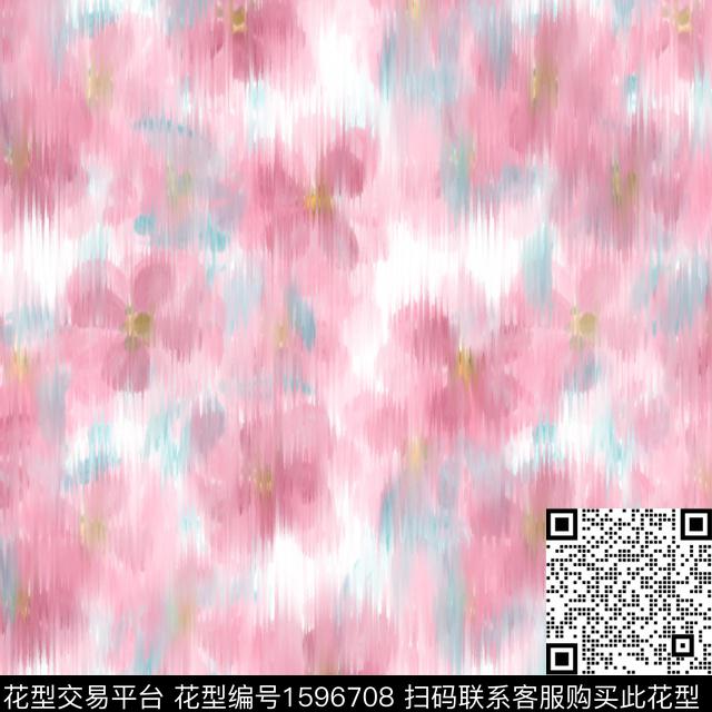 花卉水彩花卉朦胧数码印花花型下载（图片编号: 1596708） - 瓦栏（Walan）