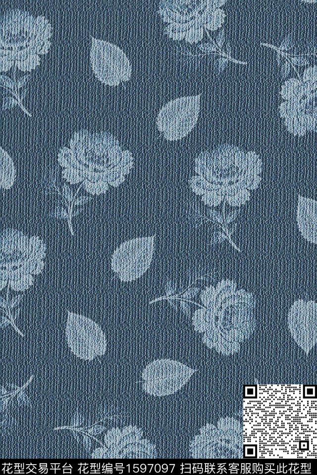 花卉叶子肌理数码印花花型下载（图片编号: 1597097） - 瓦栏（Walan）