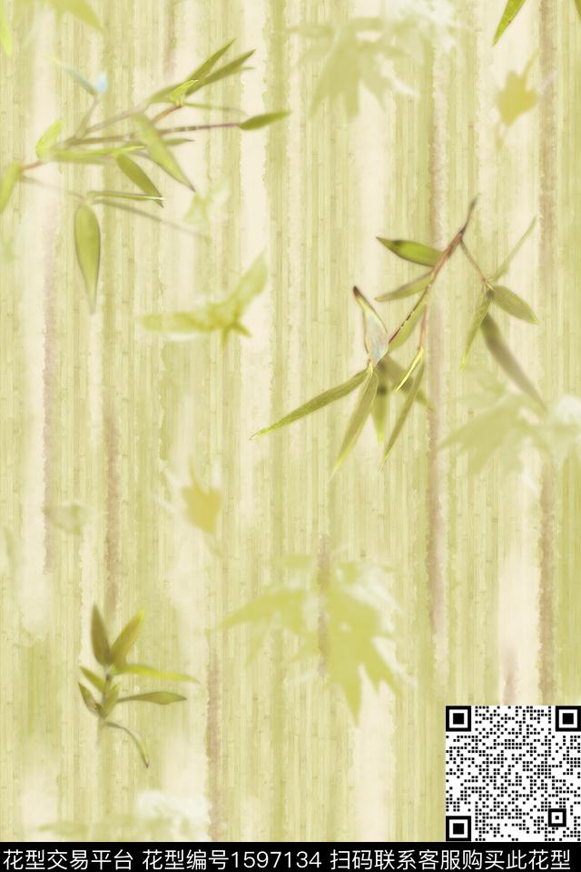 竹子木纹肌理中国风数码印花花型下载（图片编号: 1597134） - 瓦栏（Walan）