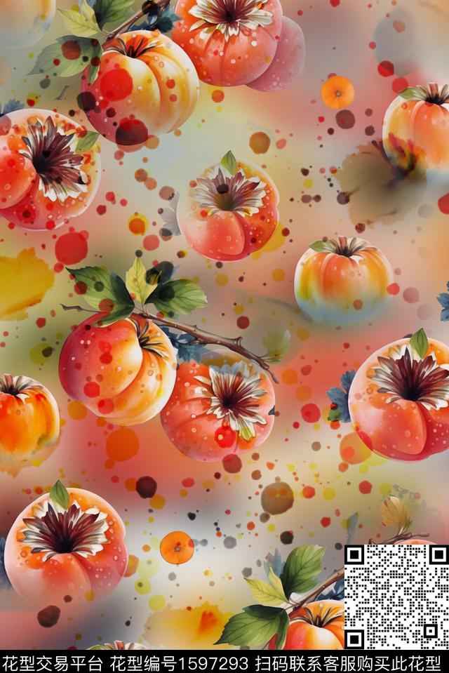 水彩水果趣味数码印花花型下载（图片编号: 1597293） - 瓦栏（Walan）