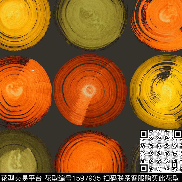 几何水彩笔触数码印花花型下载（图片编号: 1597935） - 瓦栏（Walan）