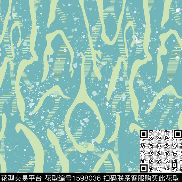 抽象线条斑点数码印花花型下载（图片编号: 1598036） - 瓦栏（Walan）