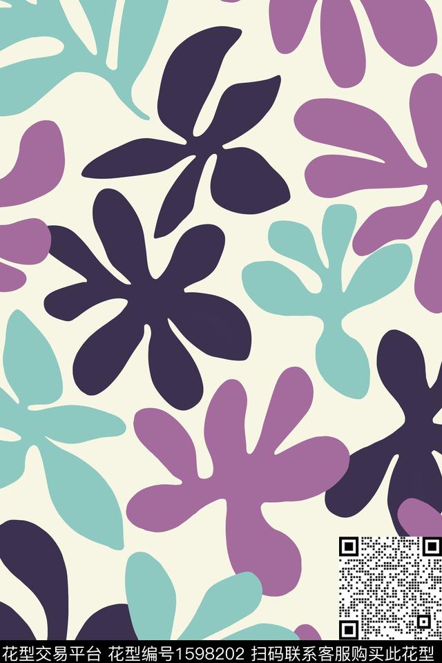 花卉抽象花卉平面花卉传统印花花型下载（图片编号: 1598202） - 瓦栏（Walan）