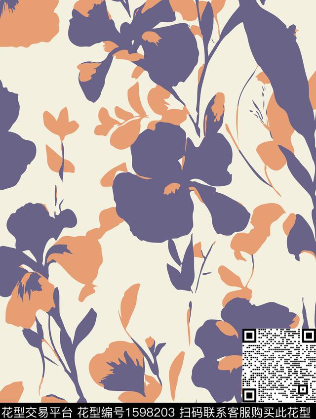 花卉抽象花卉平面花卉传统印花花型下载（图片编号: 1598203） - 瓦栏（Walan）