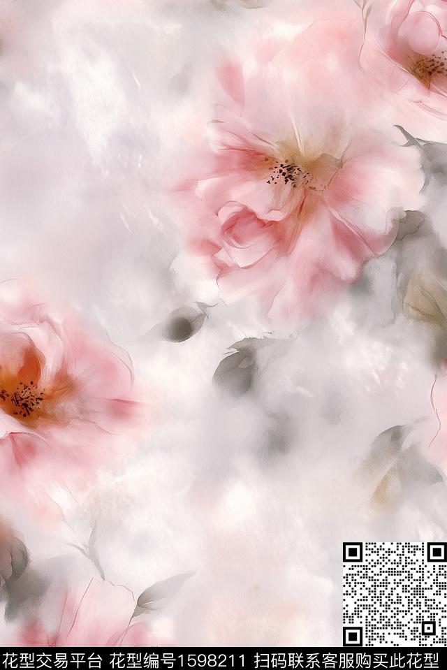朦胧花卉水彩花卉花卉数码印花花型下载（图片编号: 1598211） - 瓦栏（Walan）