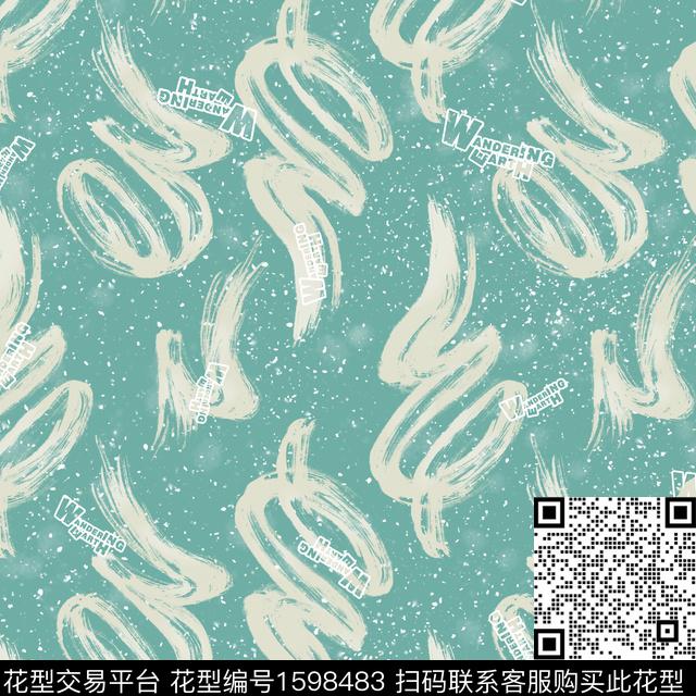 笔触斑点字母数码印花花型下载（图片编号: 1598483） - 瓦栏（Walan）