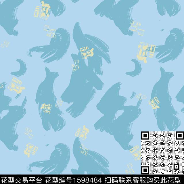 抽象笔触数码印花花型下载（图片编号: 1598484） - 瓦栏（Walan）