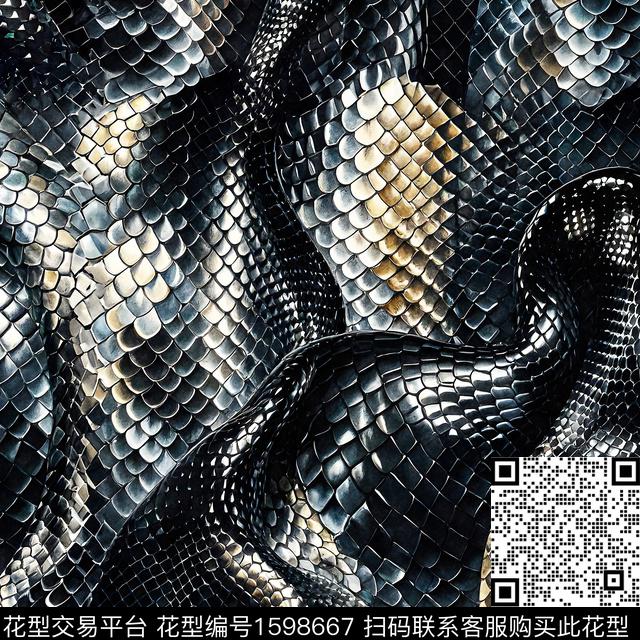 蛇纹动物纹数码印花花型下载（图片编号: 1598667） - 瓦栏（Walan）