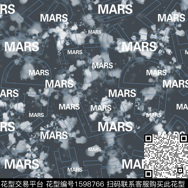 字母休闲云雾数码印花花型下载（图片编号: 1598766） - 瓦栏（Walan）