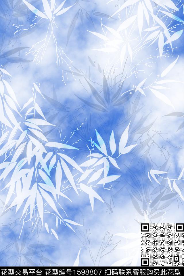 中国风水彩竹子数码印花花型下载（图片编号: 1598807） - 瓦栏（Walan）