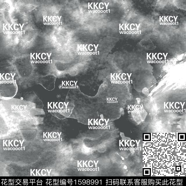 晕染肌理抽象字母数码印花花型下载（图片编号: 1598991） - 瓦栏（Walan）