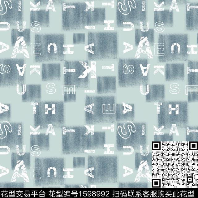 纹理字母几何数码印花花型下载（图片编号: 1598992） - 瓦栏（Walan）
