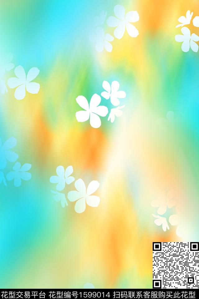晕染肌理炫彩小碎花数码印花花型下载（图片编号: 1599014） - 瓦栏（Walan）