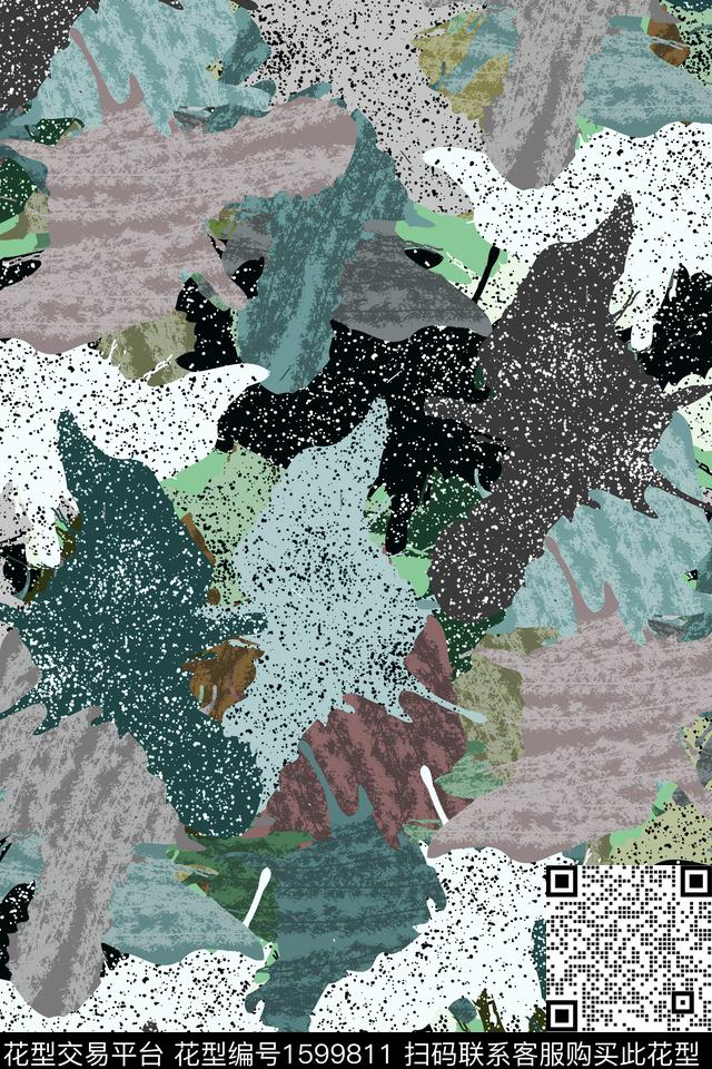 抽象迷彩斑点数码印花花型下载（图片编号: 1599811） - 瓦栏（Walan）