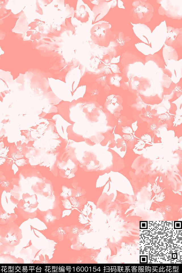 花卉水彩花卉数码印花花型下载（图片编号: 1600154） - 瓦栏（Walan）