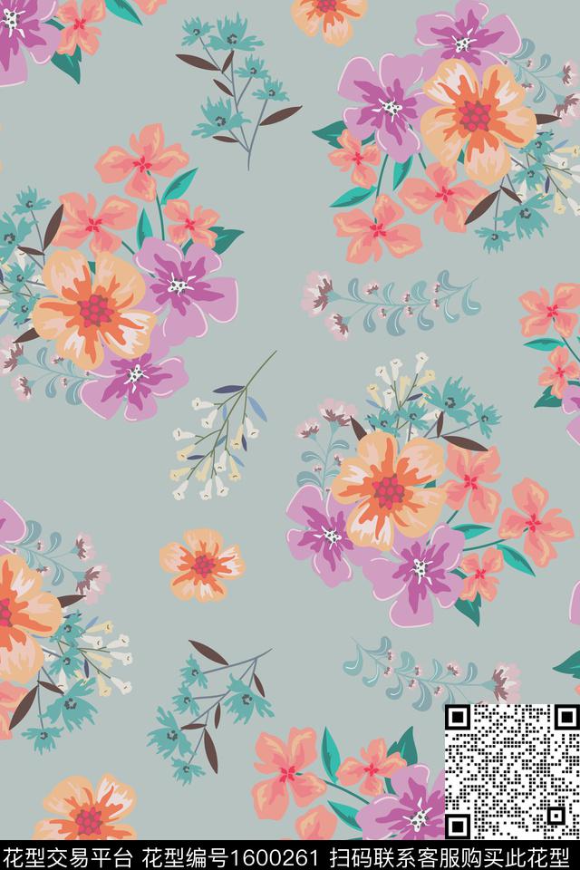 平面花卉热带花型花卉数码印花花型下载（图片编号: 1600261） - 瓦栏（Walan）