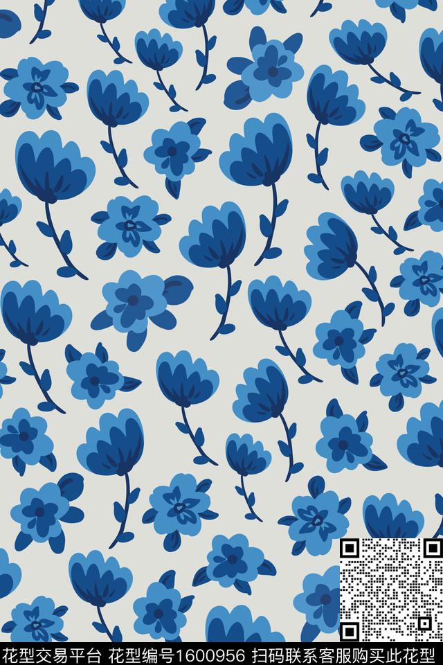 花卉小碎花数码印花花型下载（图片编号: 1600956） - 瓦栏（Walan）