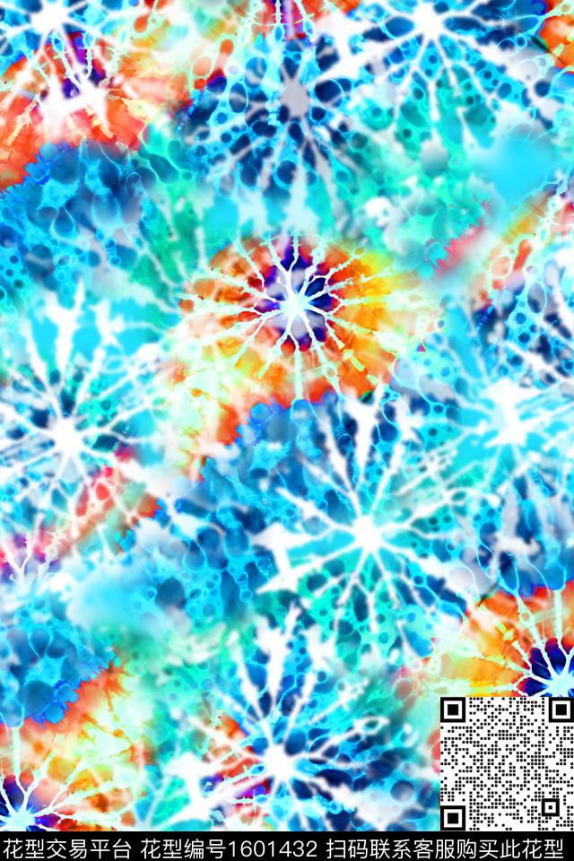 扎染花型数码花型抽象数码印花花型下载（图片编号: 1601432） - 瓦栏（Walan）