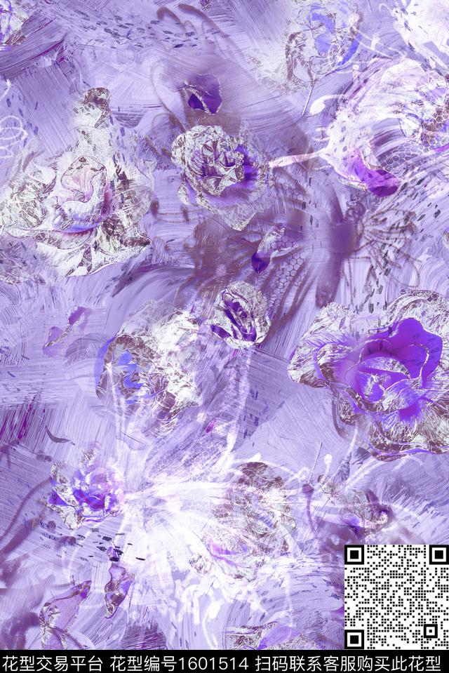 中国风晕染肌理水彩数码印花花型下载（图片编号: 1601514） - 瓦栏（Walan）