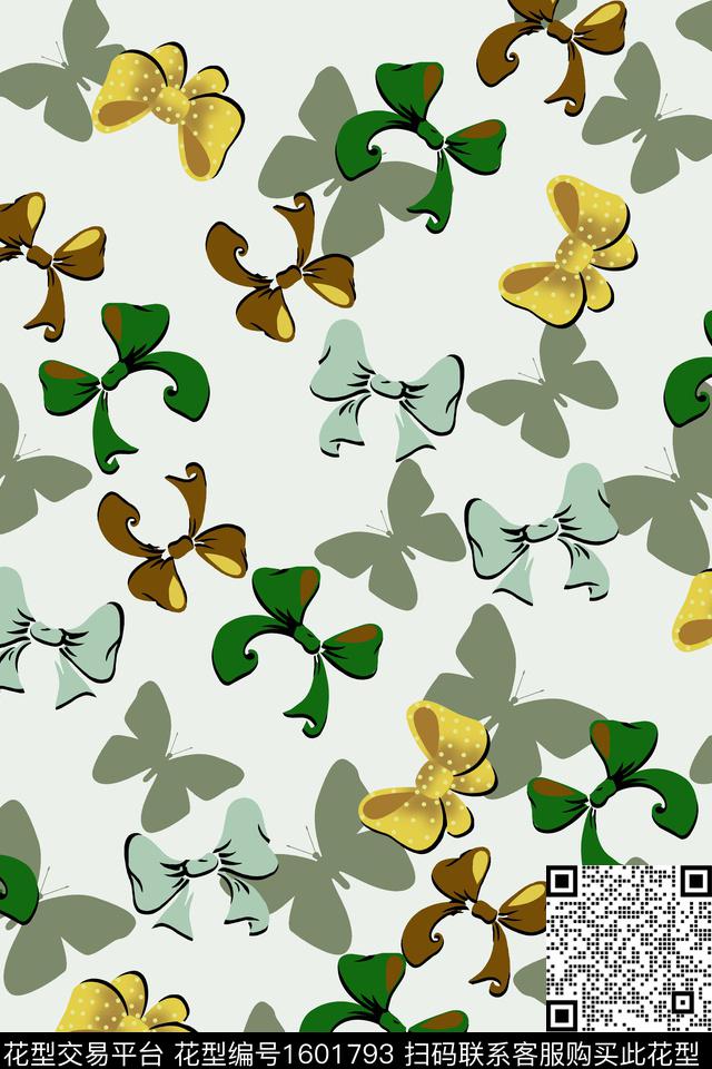 蝴蝶结传统印花花型下载（图片编号: 1601793） - 瓦栏（Walan）