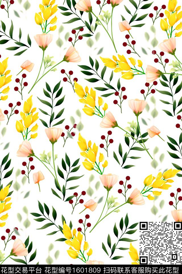 满版散花小碎花数码花型数码印花花型下载（图片编号: 1601809） - 瓦栏（Walan）