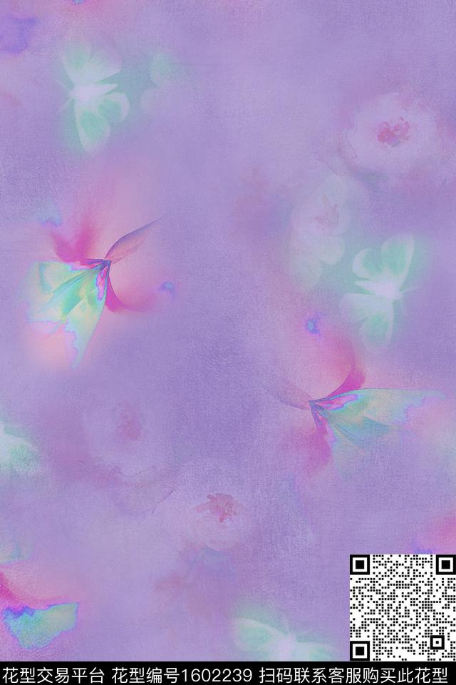 朦胧花卉水彩数码印花花型下载（图片编号: 1602239） - 瓦栏（Walan）