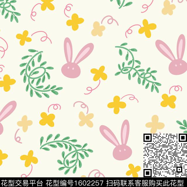 趣味小兔子童装传统印花花型下载（图片编号: 1602257） - 瓦栏（Walan）