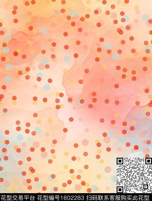 水彩底纹波点底纹数码印花花型下载（图片编号: 1602283） - 瓦栏（Walan）