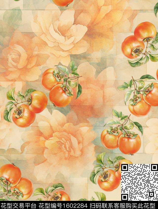 花卉水彩影花数码印花花型下载（图片编号: 1602284） - 瓦栏（Walan）