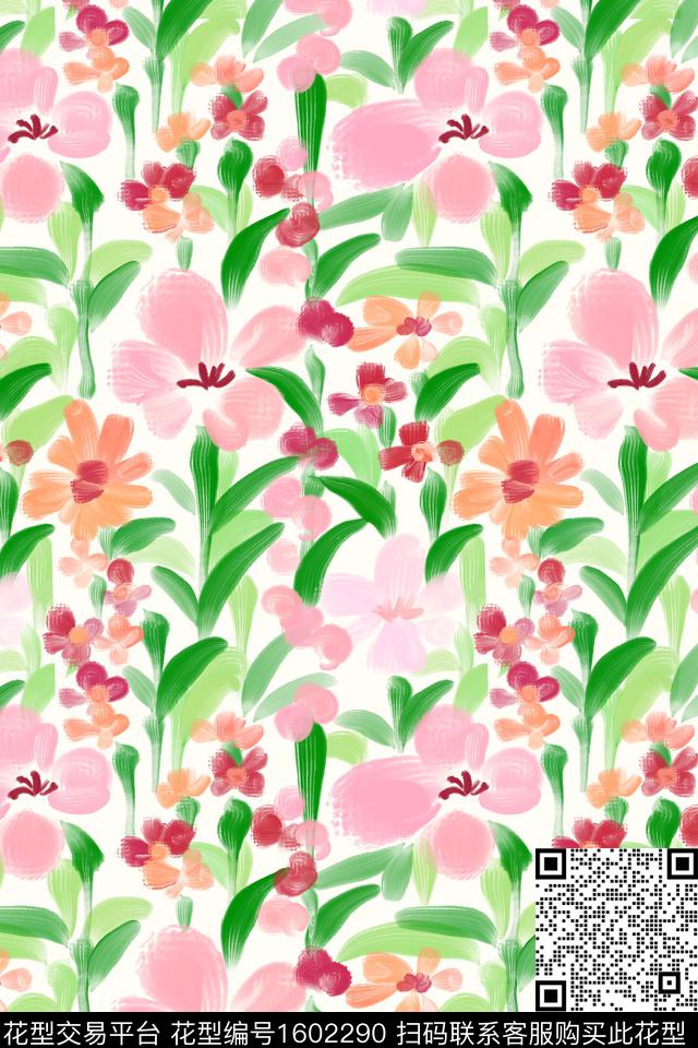 清爽底花卉花卉小碎花数码印花花型下载（图片编号: 1602290） - 瓦栏（Walan）