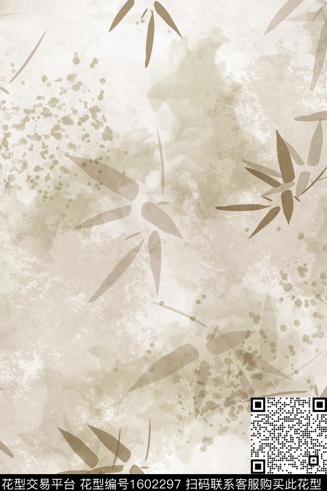 竹子旗袍中国风数码印花花型下载（图片编号: 1602297） - 瓦栏（Walan）