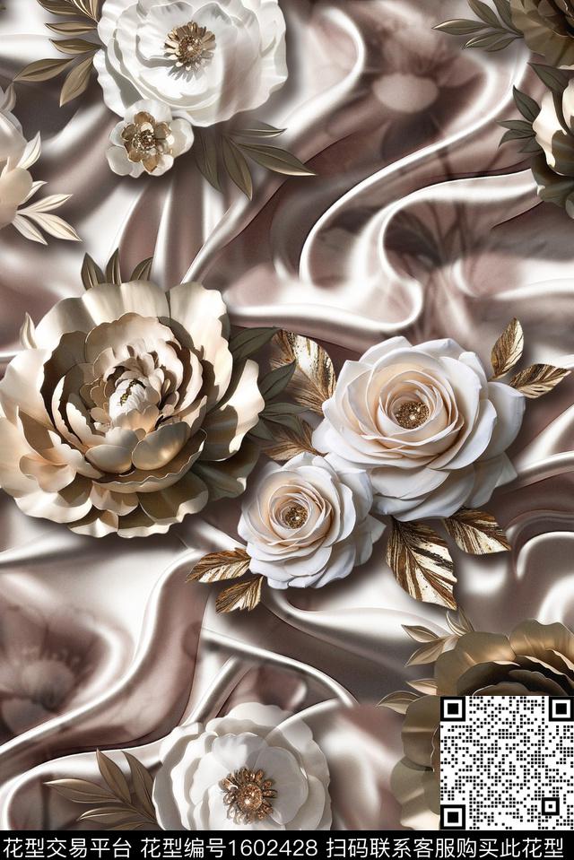 风格化花卉花卉宫廷风数码印花花型下载（图片编号: 1602428） - 瓦栏（Walan）