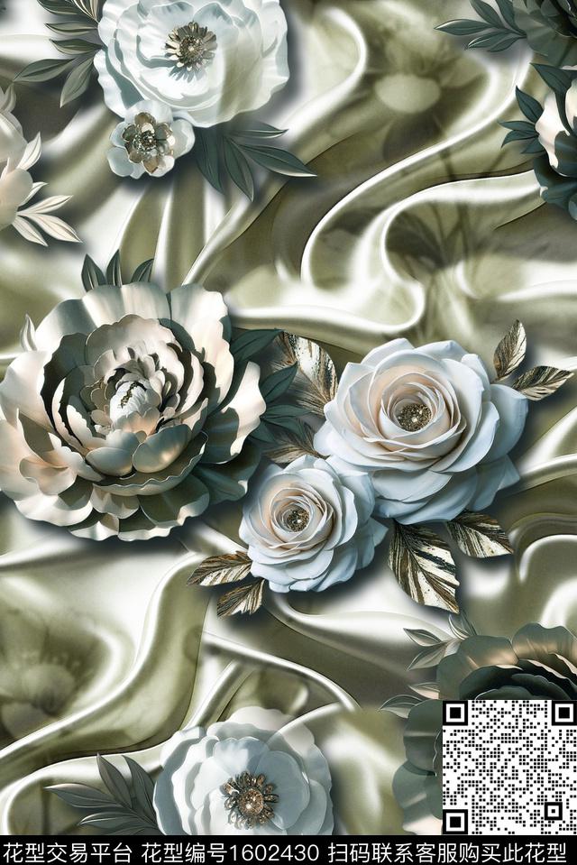 风格化花卉花卉宫廷风数码印花花型下载（图片编号: 1602430） - 瓦栏（Walan）