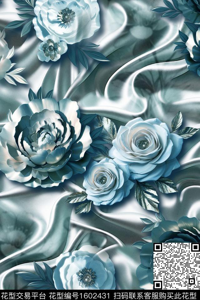 风格化花卉花卉宫廷风数码印花花型下载（图片编号: 1602431） - 瓦栏（Walan）
