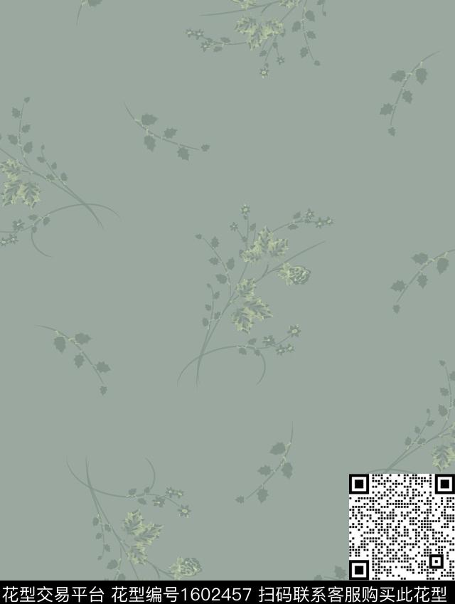 叶子植物数码印花花型下载（图片编号: 1602457） - 瓦栏（Walan）