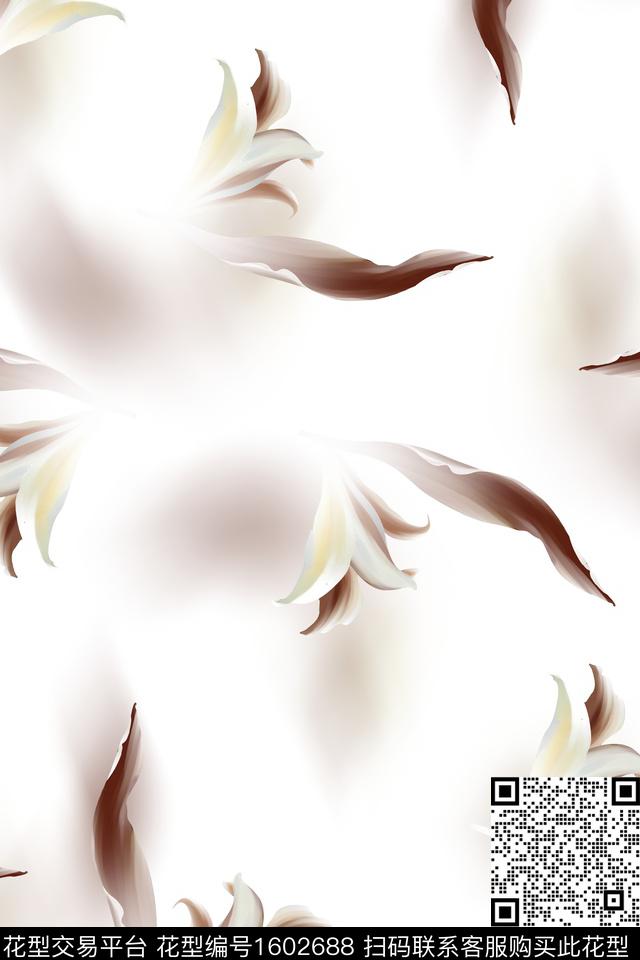 水彩花卉模糊花卉数码印花花型下载（图片编号: 1602688） - 瓦栏（Walan）