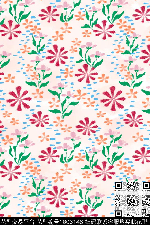 小清新花卉春夏花型数码印花花型下载（图片编号: 1603148） - 瓦栏（Walan）