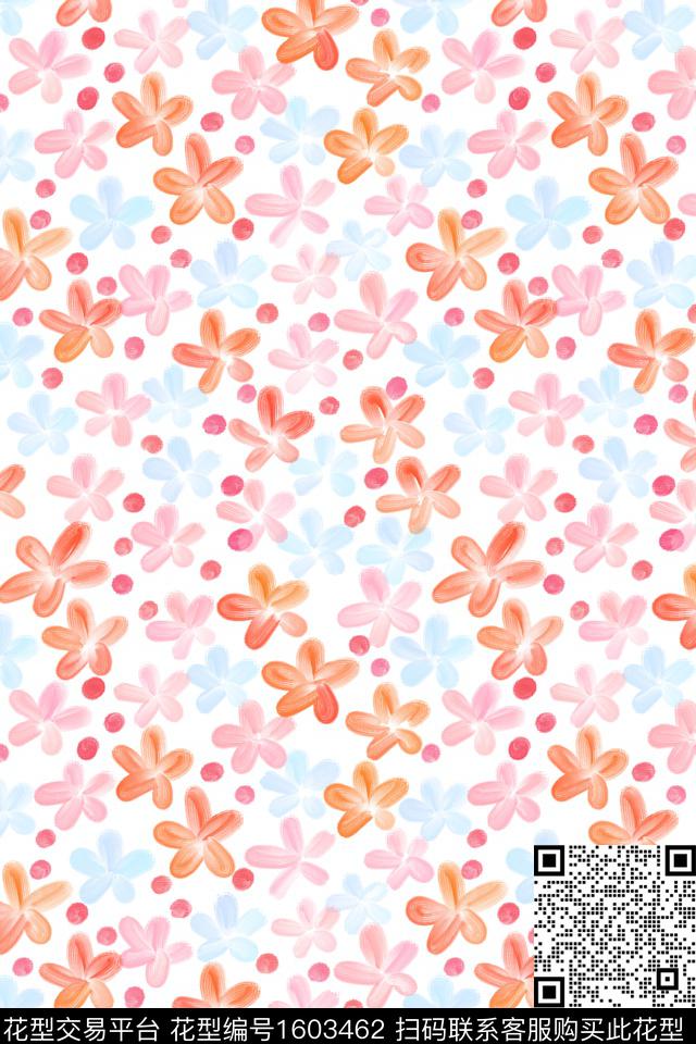 小清新清爽底花卉小碎花数码印花花型下载（图片编号: 1603462） - 瓦栏（Walan）