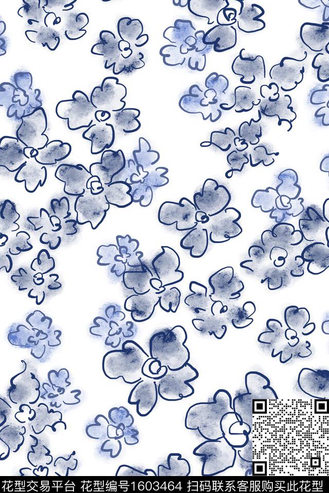 清爽底花卉花卉小碎花数码印花花型下载（图片编号: 1603464） - 瓦栏（Walan）