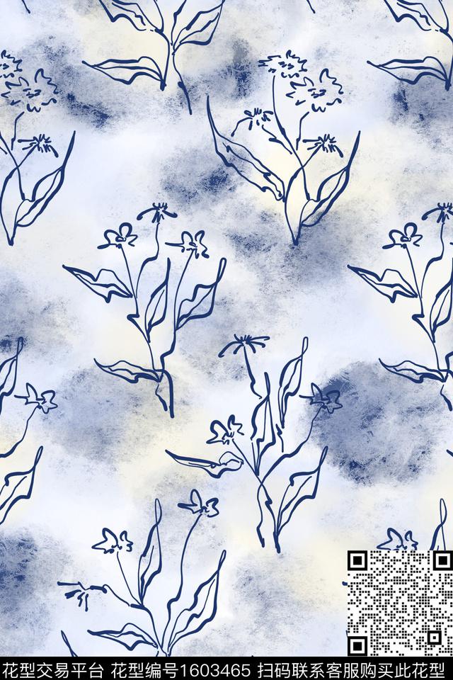 花卉抽象花卉小碎花数码印花花型下载（图片编号: 1603465） - 瓦栏（Walan）