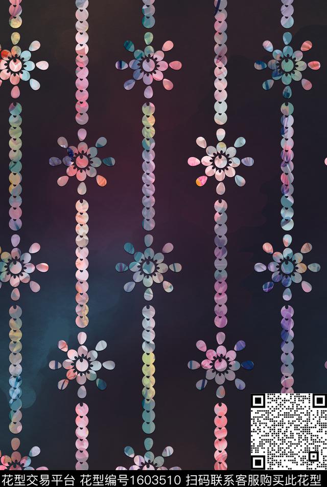 中老年几何珠片数码印花花型下载（图片编号: 1603510） - 瓦栏（Walan）