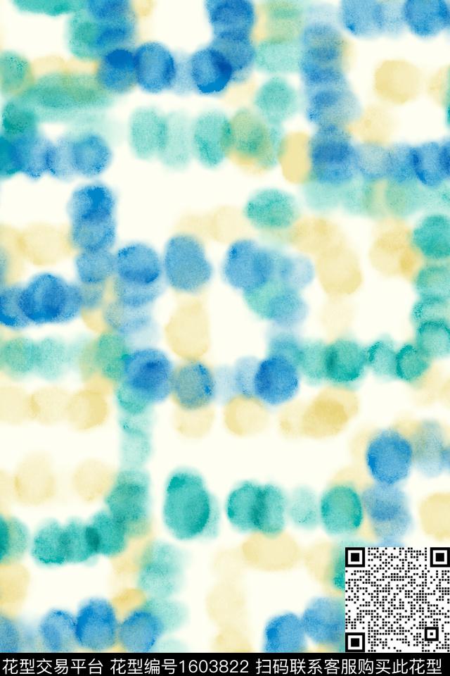 清爽底花卉晕染肌理水彩数码印花花型下载（图片编号: 1603822） - 瓦栏（Walan）