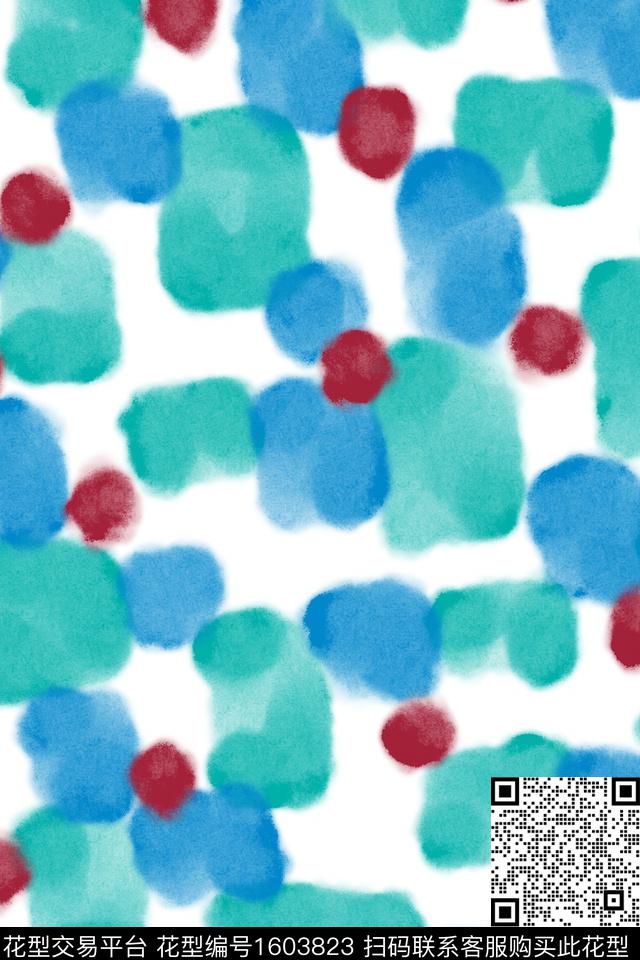 晕染肌理水彩波点数码印花花型下载（图片编号: 1603823） - 瓦栏（Walan）